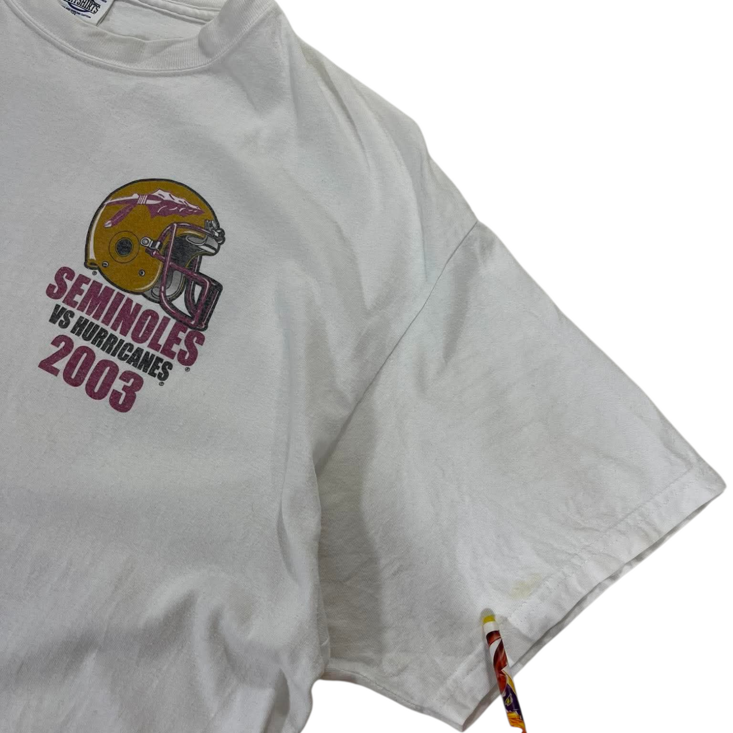 2002 MIAMI HURRICANES VS FLORIDA STATE SEMINOLES WHITE COTTON TEE (XL)