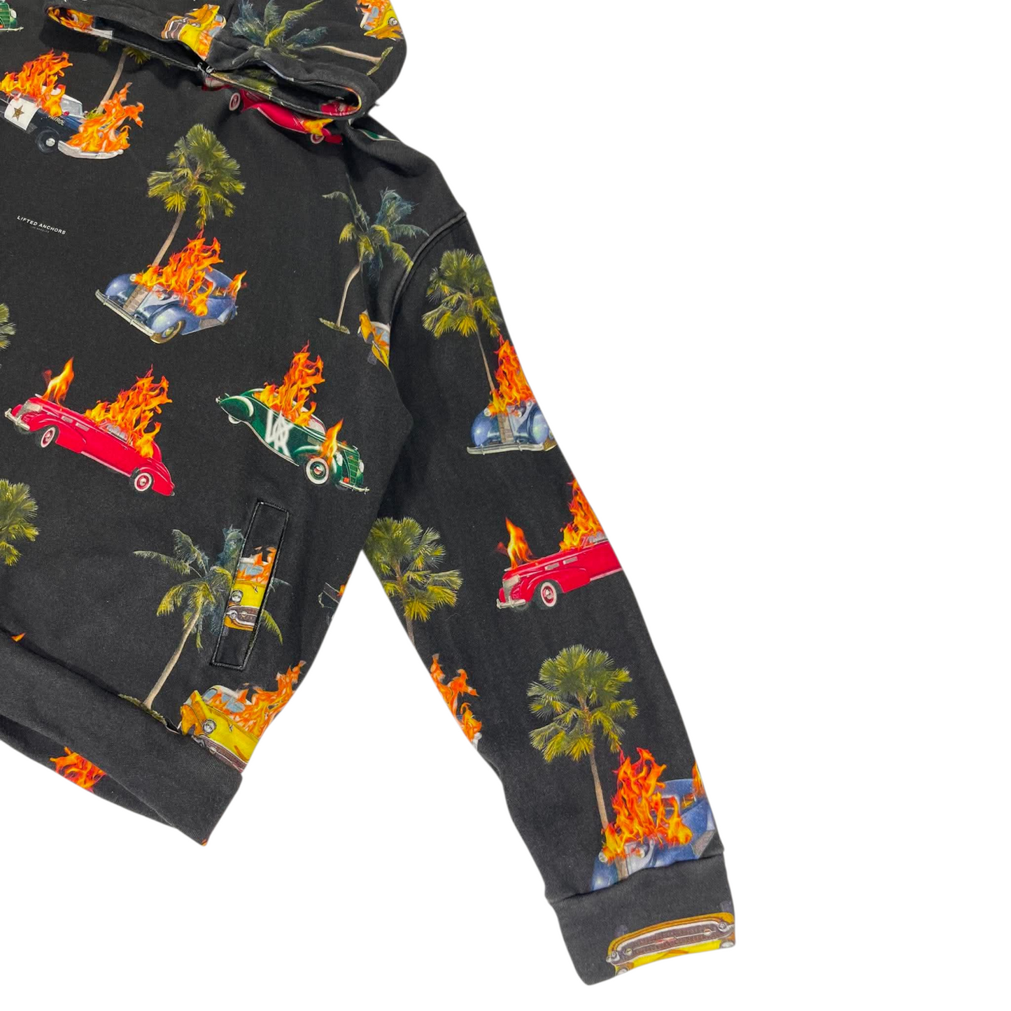 LIFTED ANCHORS BLACK CAR FLAME HOODIE (XL)