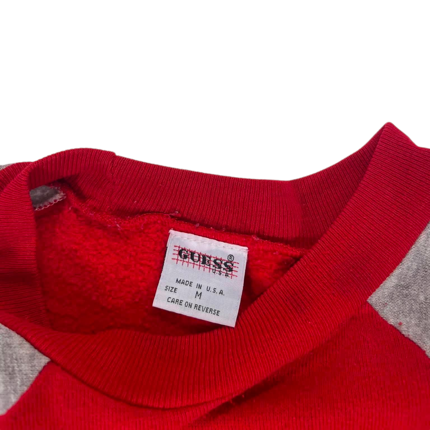 90S GUESS RED & GREY CREWNECK SWEATSHIRT (M)