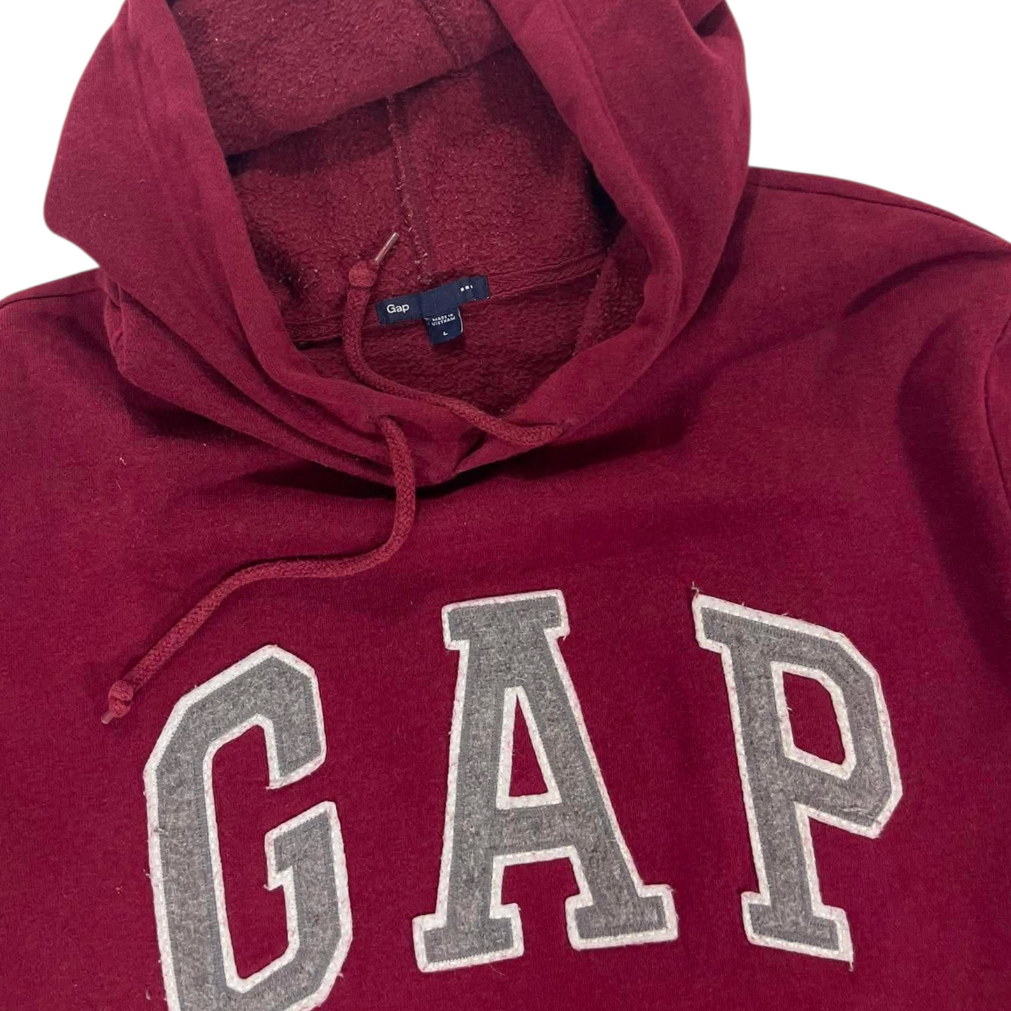 VINTAGE EMBROIDERED GAP BURGUNDY HOODIE (L)