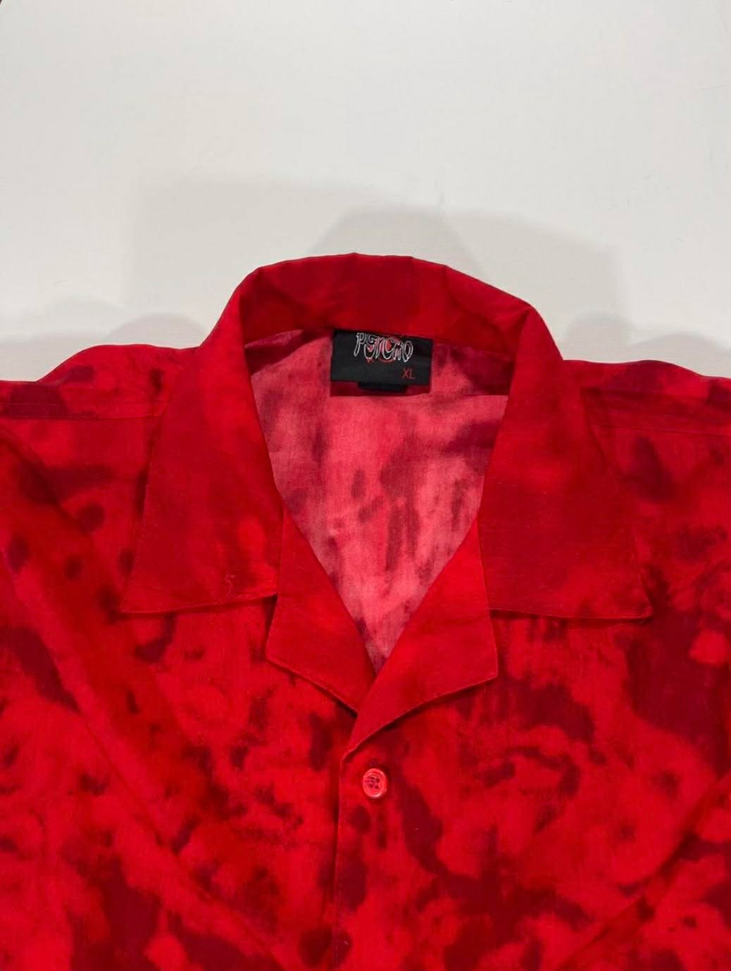 Y2K RED FLAME BUTTON UP SHIRT WITH A UNIQUE DESIGN