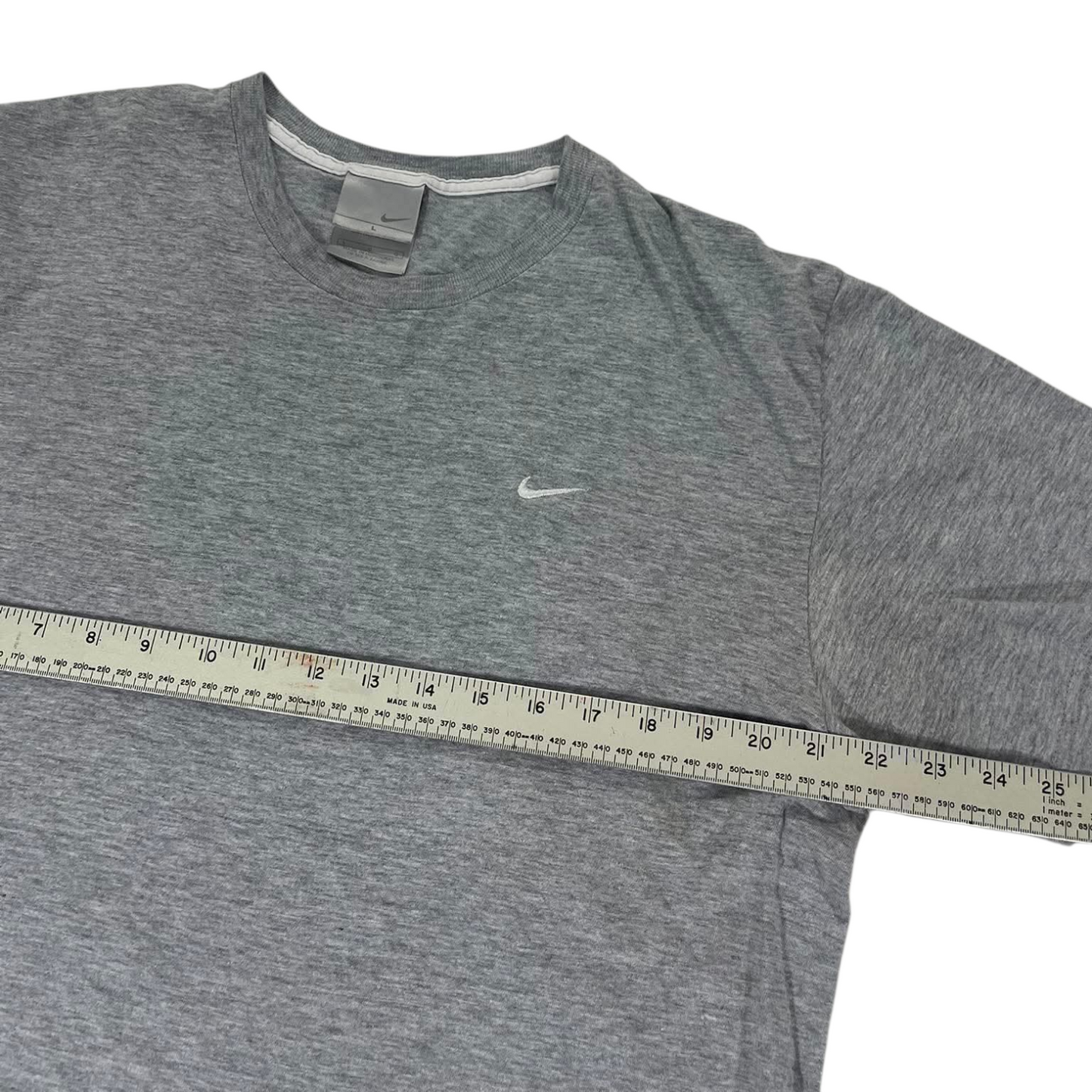 VINTAGE NIKE GREY COTTON T-SHIRT WITH EMBROIDERED LOGO (L)