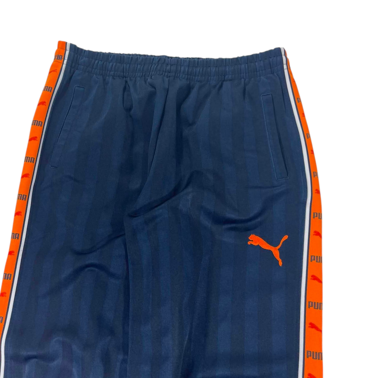 VINTAGE PUMA NAVY BLUE TRACK PANTS (L)