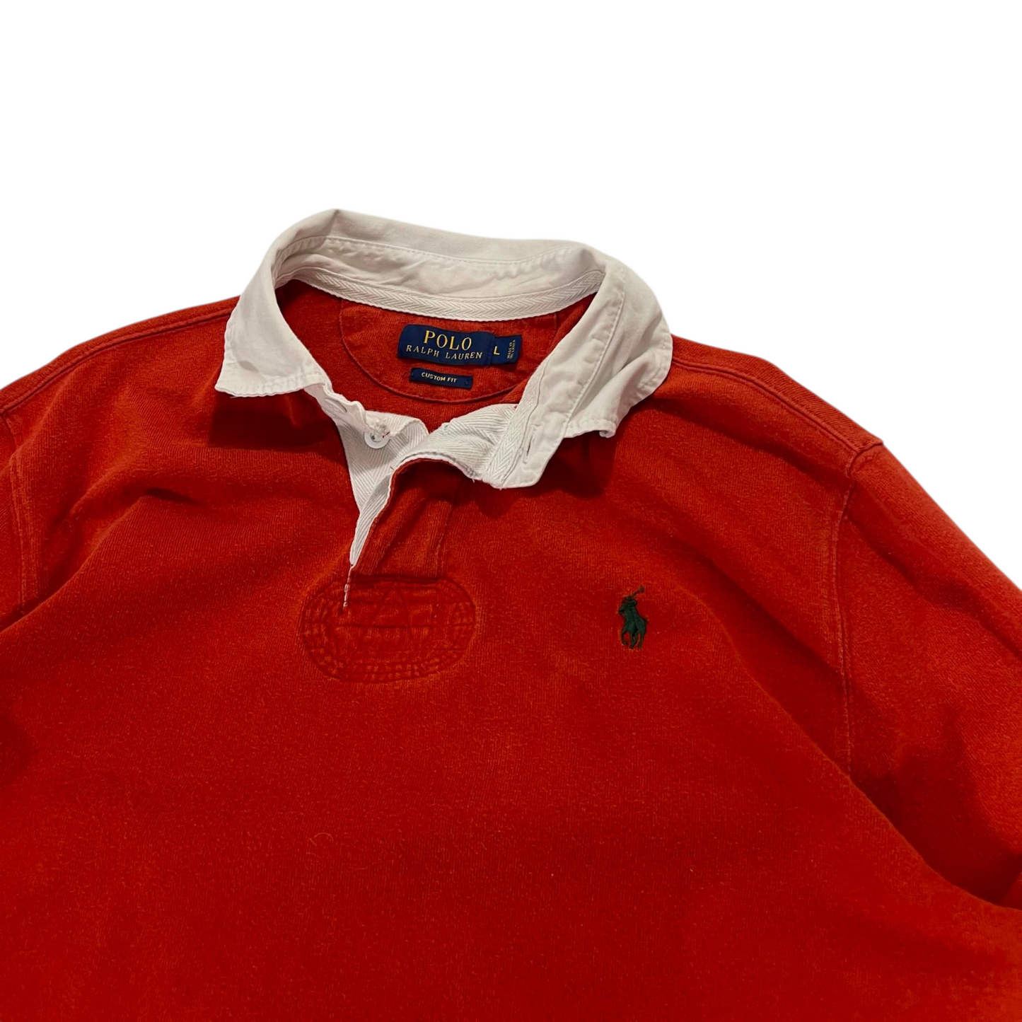 POLO RALPH LAUREN ORANGE RUGBY LONG SLEEVE POLO (L)