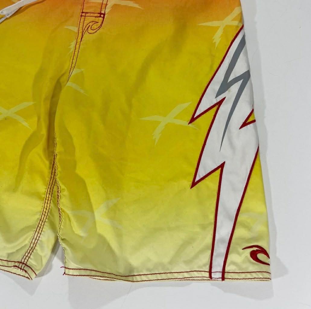 90S RIP CURL YELLOW BOARD SHORTS WITH RED AND WHITE ACCENTS (16)