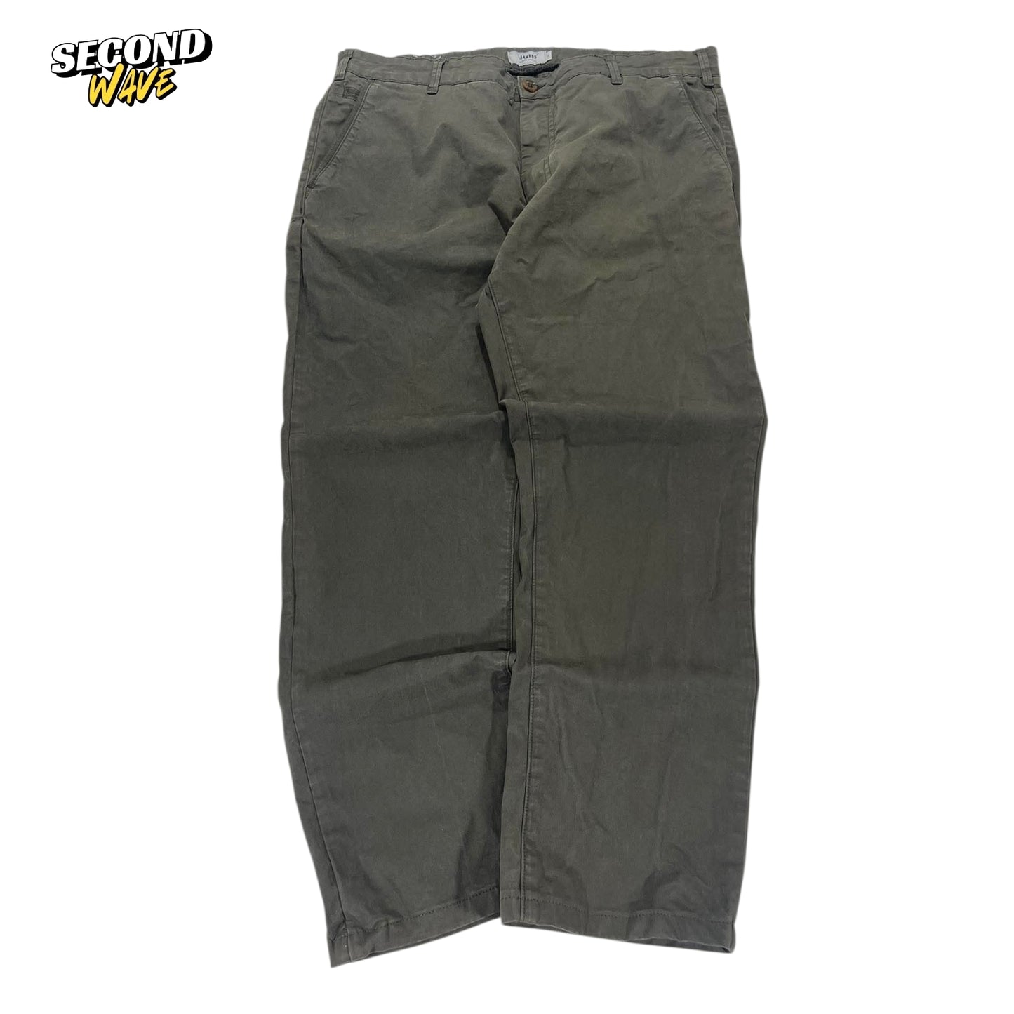 BARKERS OLIVE GREEN BAGGY CHINO PANTS (38)