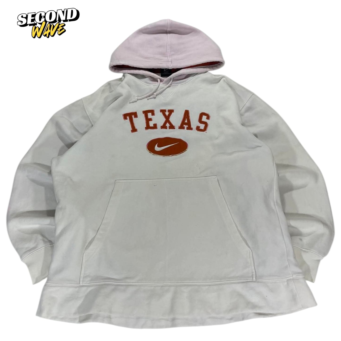 TRASHED VIBES VINTAGE NIKE UNIVERSITY OF TEXAS WHITE HOODIE (L-XL)