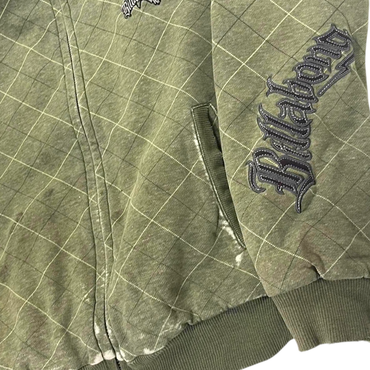 Y2K BILLABONG QUILTED GREEN HOODIE (S)