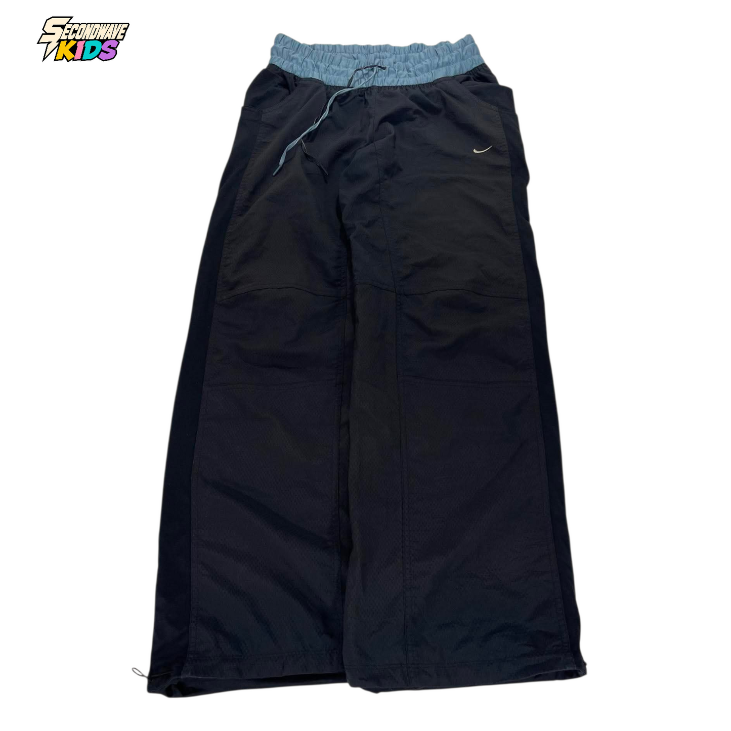 VINTAGE NIKE BLACK & BLUE TRACK PANTS ¹ (L-XL)