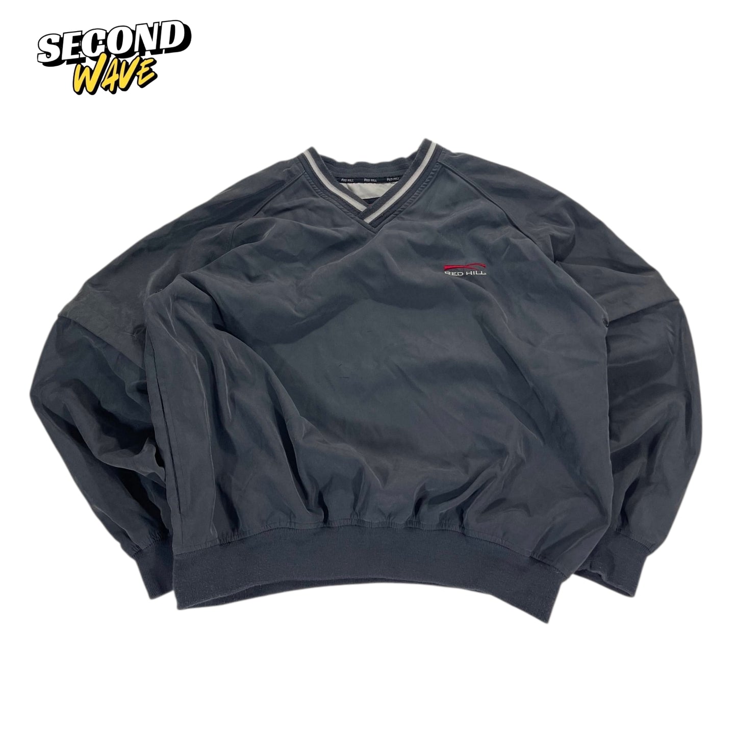 VINTAGE 2 IN 1 DETOUCHABLE SHIRT / PULLOVER RED HILL NAVY WINDBREAKER JACKET / SHIRT (M)