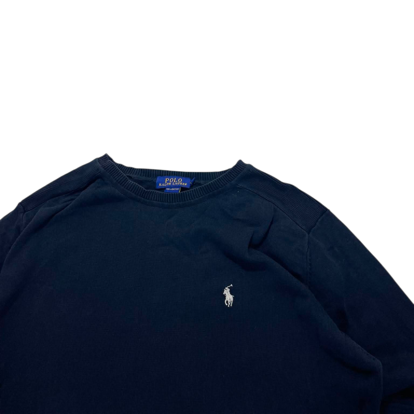 100% COTTON POLO RALPH LAUREN NAVY CREWNECK (BEST FIT M)