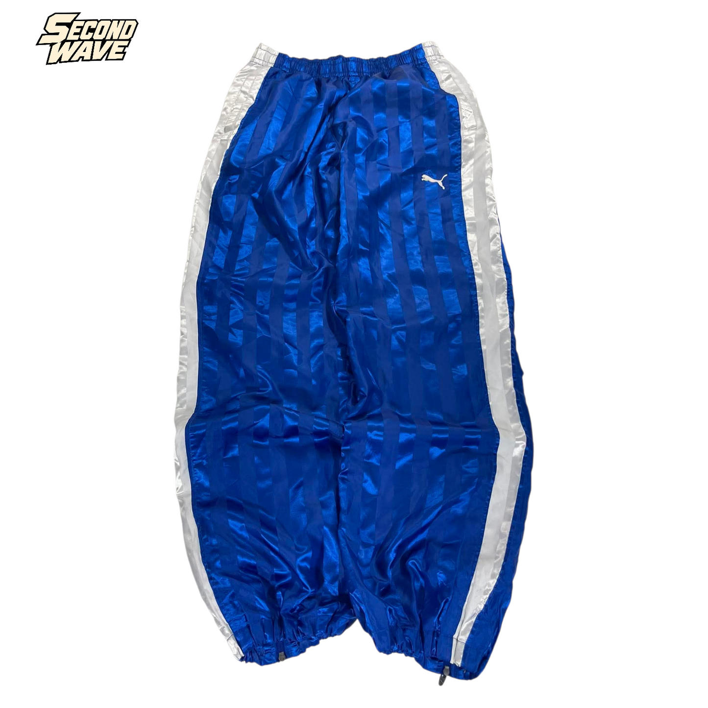 VINTAGE PUMA BLUE PINSTRIPE TRACK PANTS (XL) ²²
