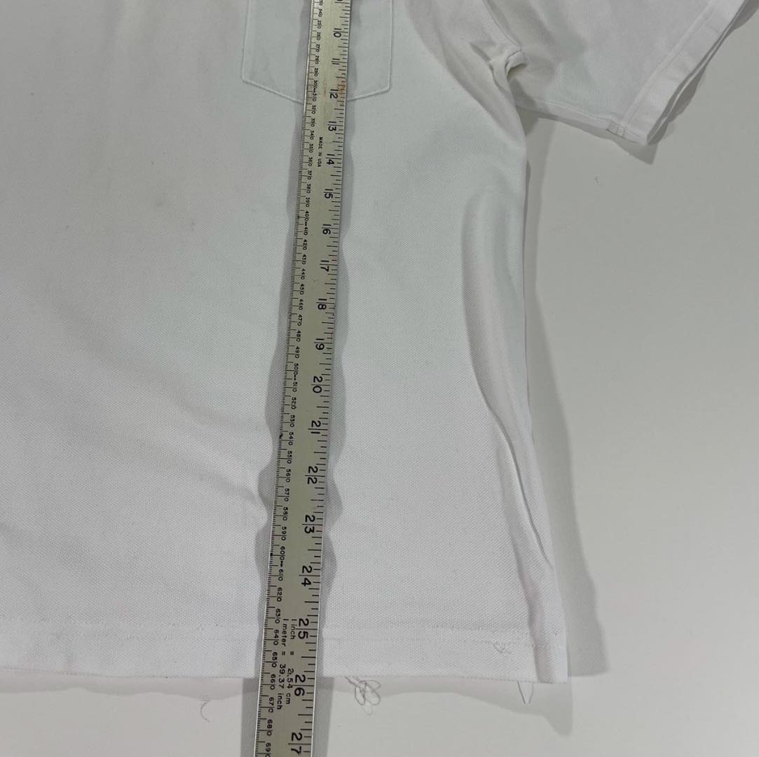 BURBERRY WHITE POLO SHIRT WITH CHECKERED COLLAR AND POCKET (L)