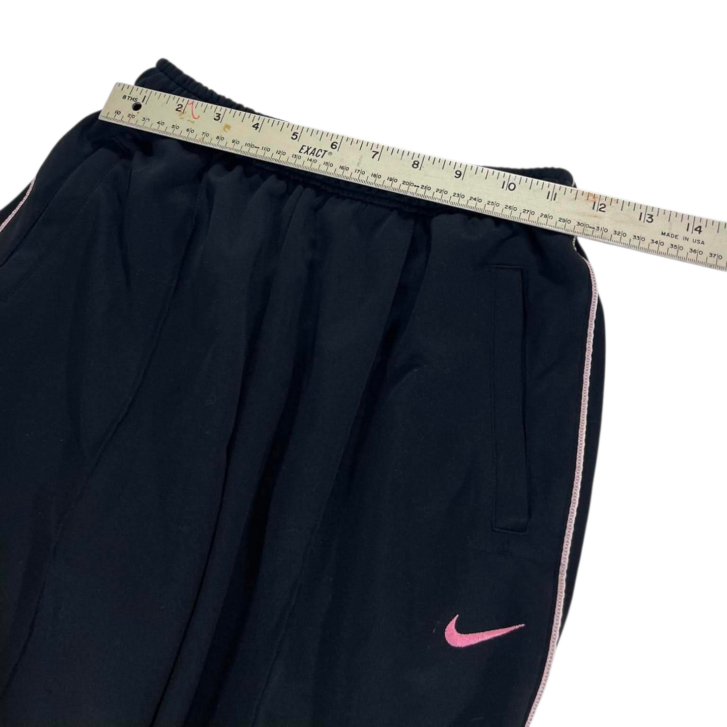 Y2K PINK NIKE FLARE BLACK TRACK PANTS (L) '9