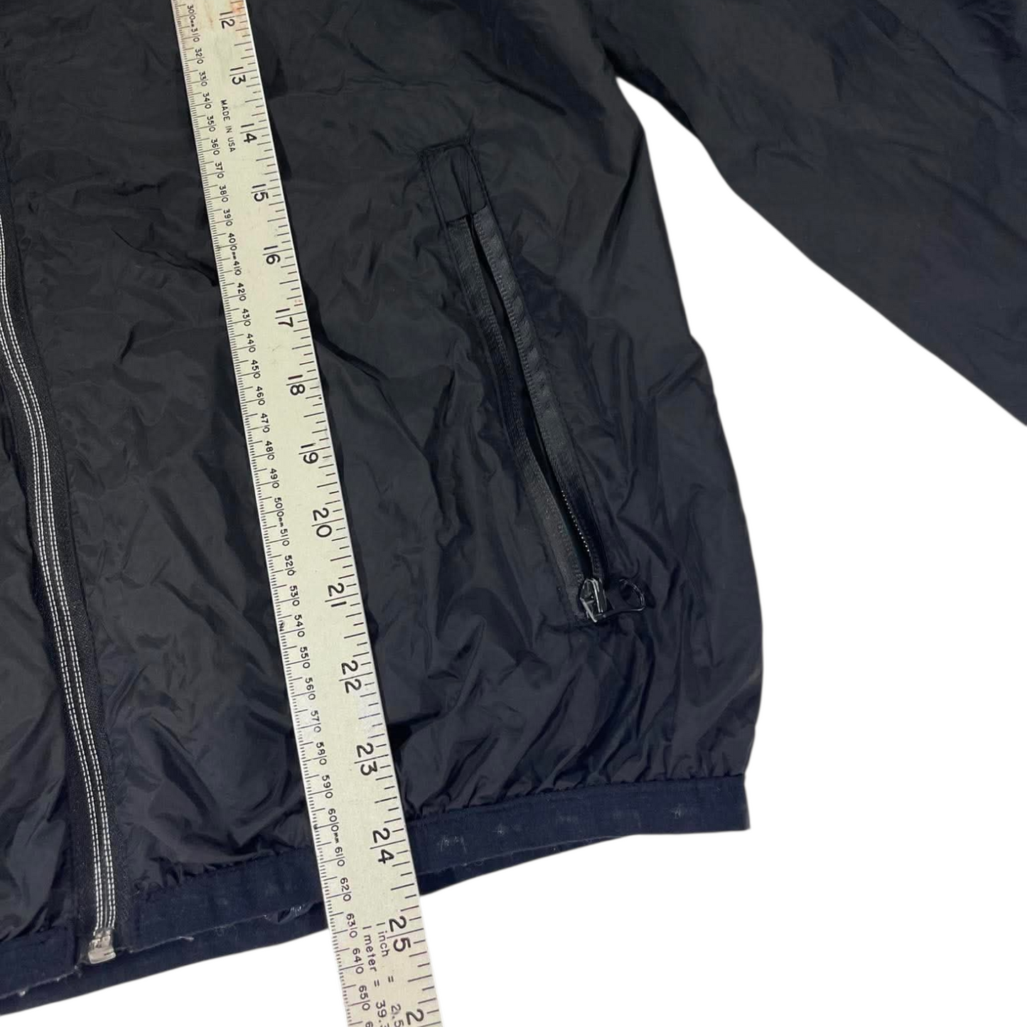2 in 1 STUSSY BLACK WINDBREAKER REVERSIBLE JACKET WITH HOOD AND FRONT POCKETS (M)