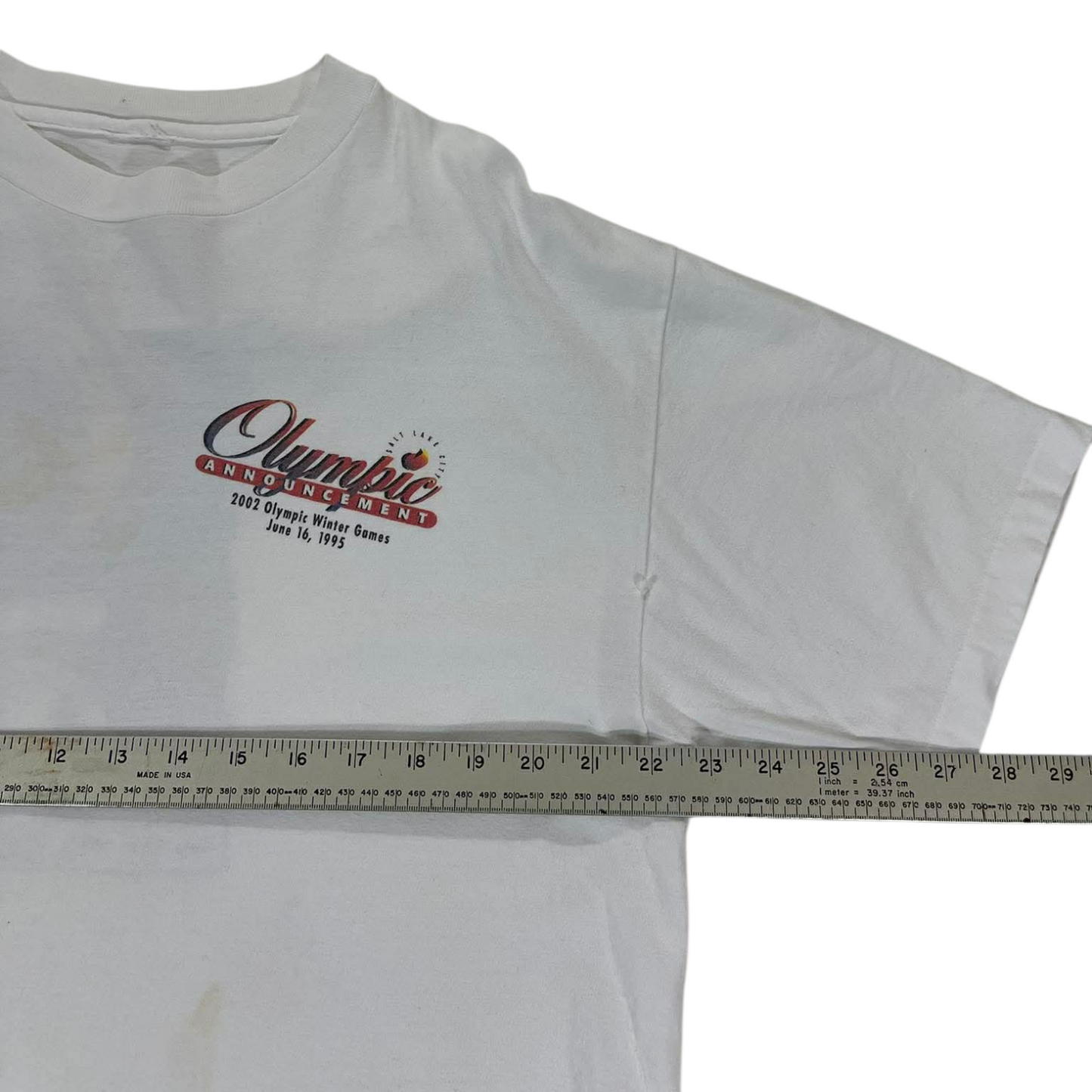 VINTAGE OLYMPIC ANNOUNCEMENT WHITE TEE (L)