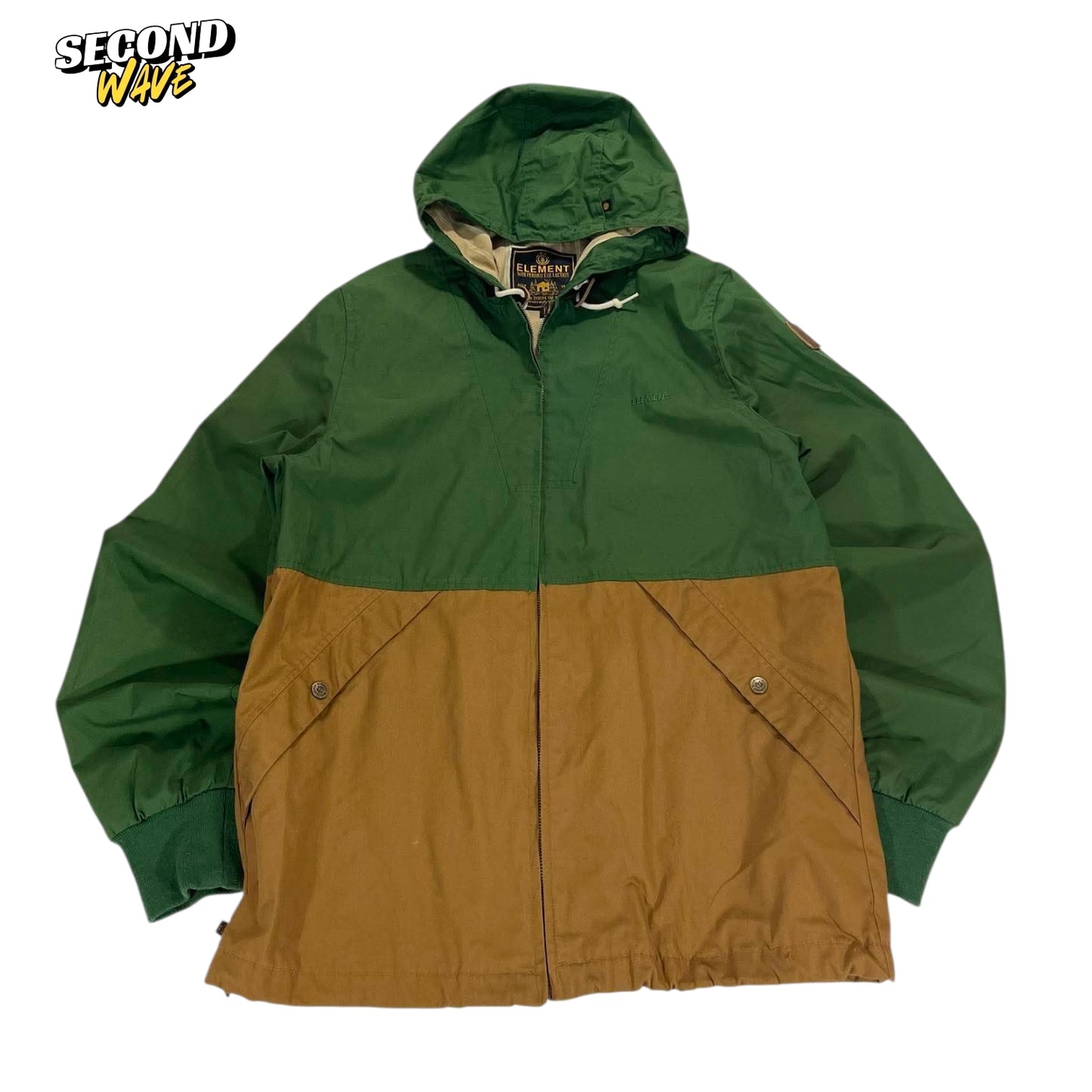ELEMENT GREEN AND BROWN JACKET WITH HOOD (L)