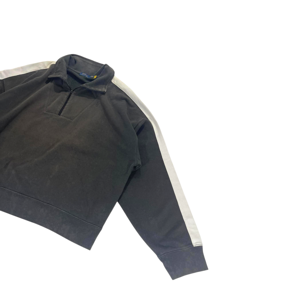 TRASHED POLO RALPH LAUREN BLACK QUARTER ZIP (BEST FIT M)