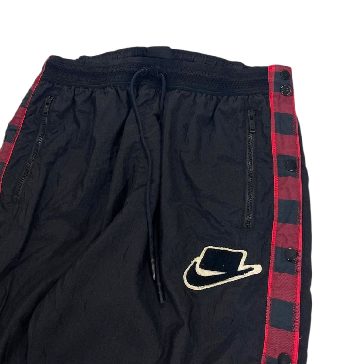 NIKE BLACK FLANNEL SIDE TRACK PANTS⁴ (XL)