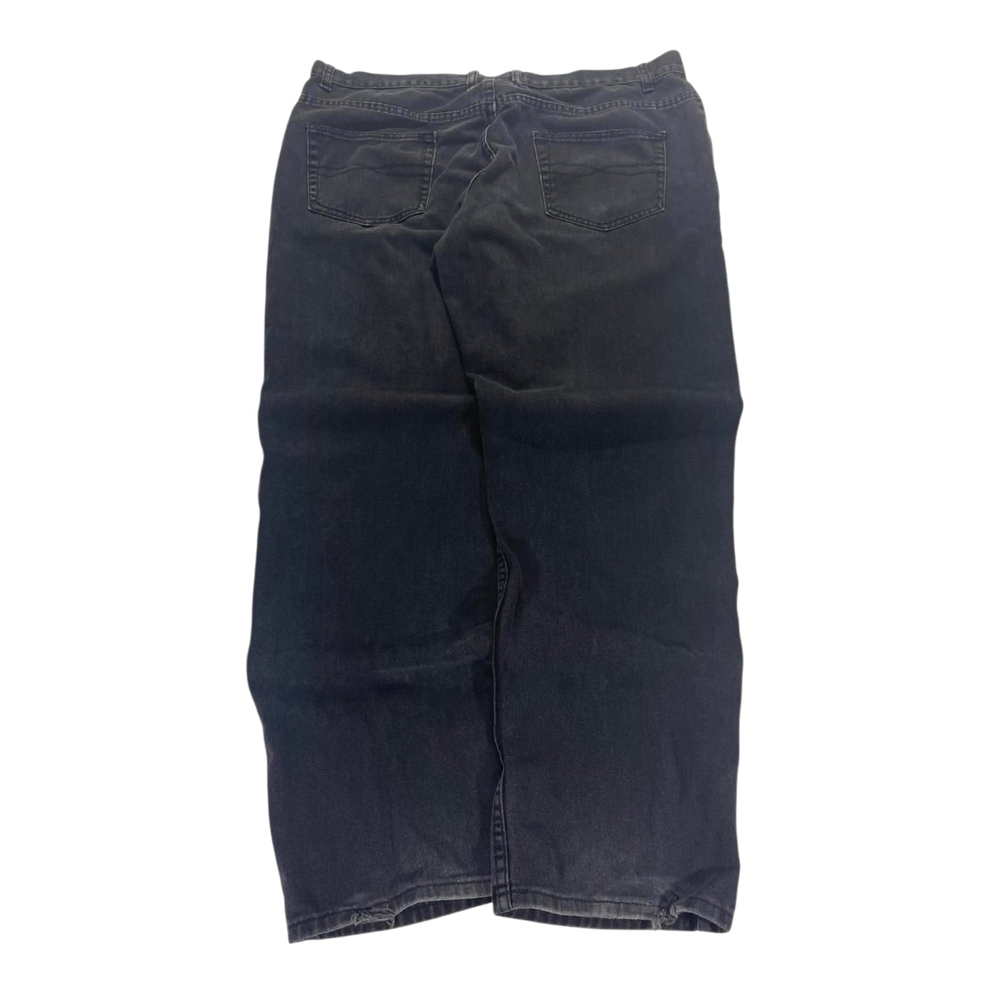 FADED BLUE DENIM BLACK WIDELEG JEANS (40)