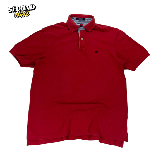 VINTAGE TOMMY HILFIGER RED POLO SHIRT (M)