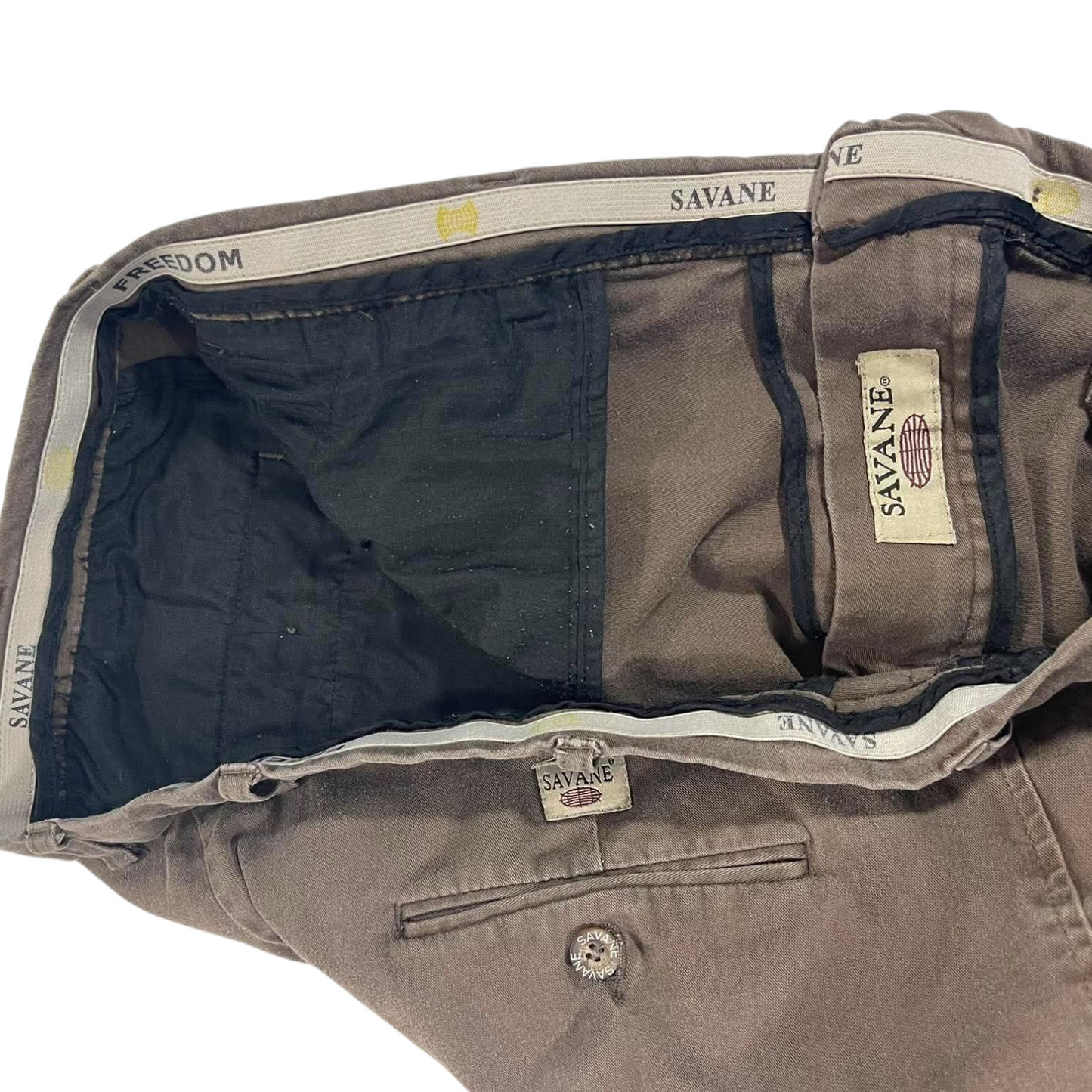 VINTAGE WIDE SAVANE BROWN CHINO PANTS (38)