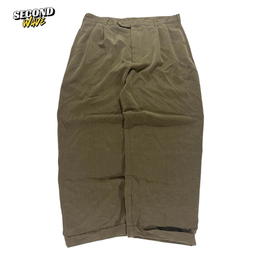 VINTAGE CENARIO KHAKI WIDE LEG TROUSERS (34)