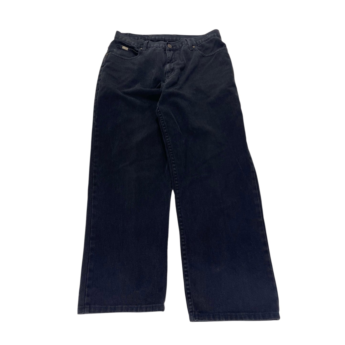 VINTAGE 100% BLACK DENIM WIDE LEG PANTS (32)