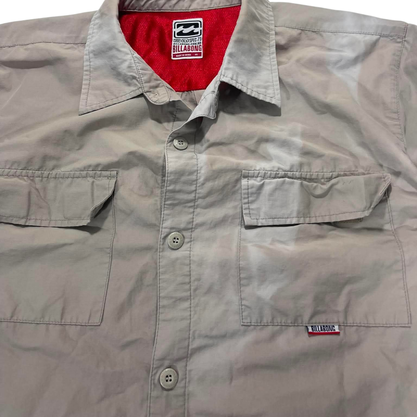 Y2K BILLABONG GRAY BUTTON UP SHIRT (XL)