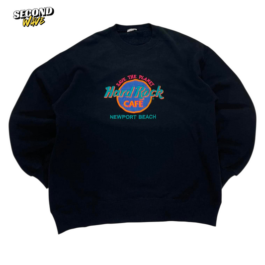 VINTAGE HARD ROCK CAFE NEWPORT BEACH BLACK SWEATSHIRT (L)