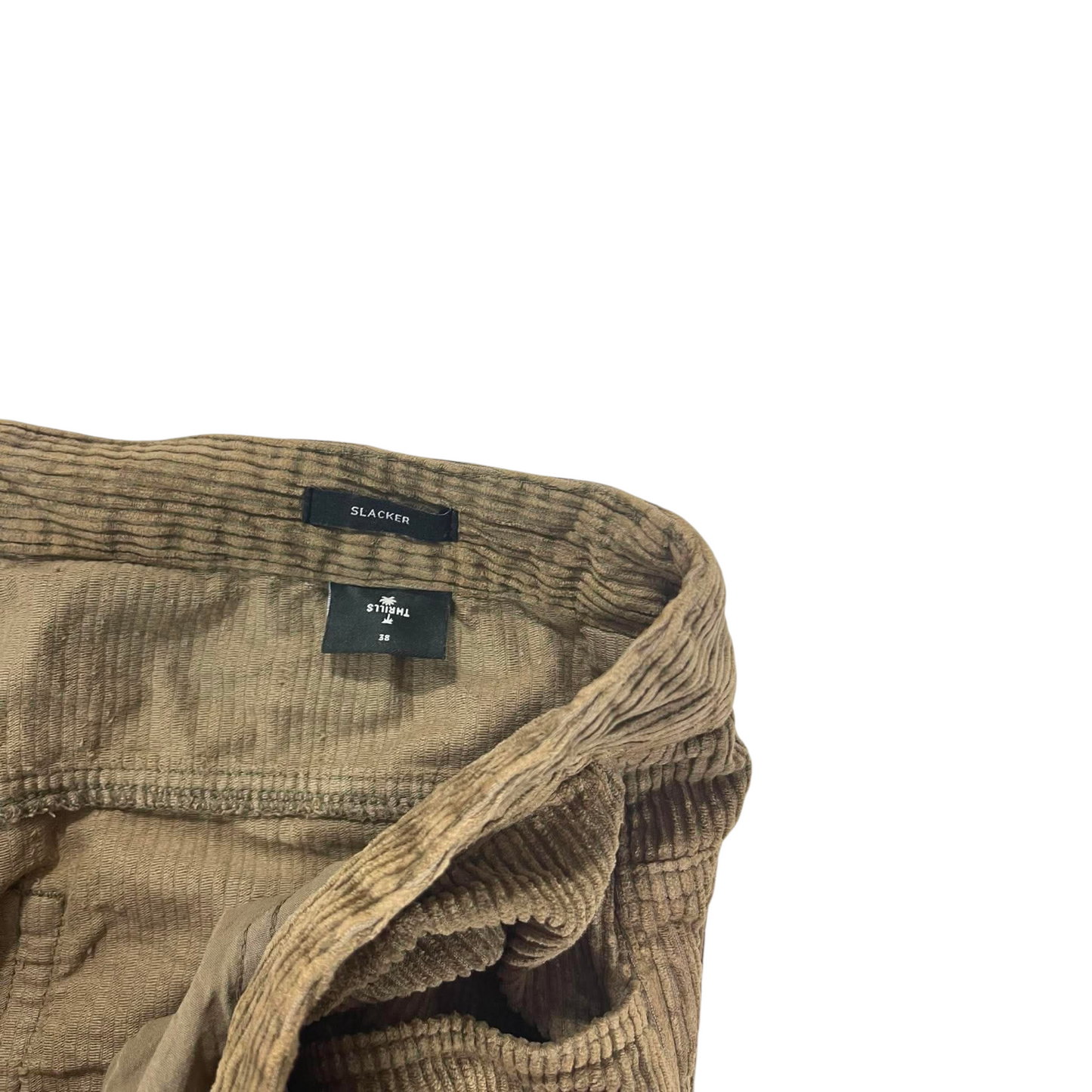 VINTAGE THRILLS BROWN CORDUROY STRAIGHT LEG TROUSERS (38)