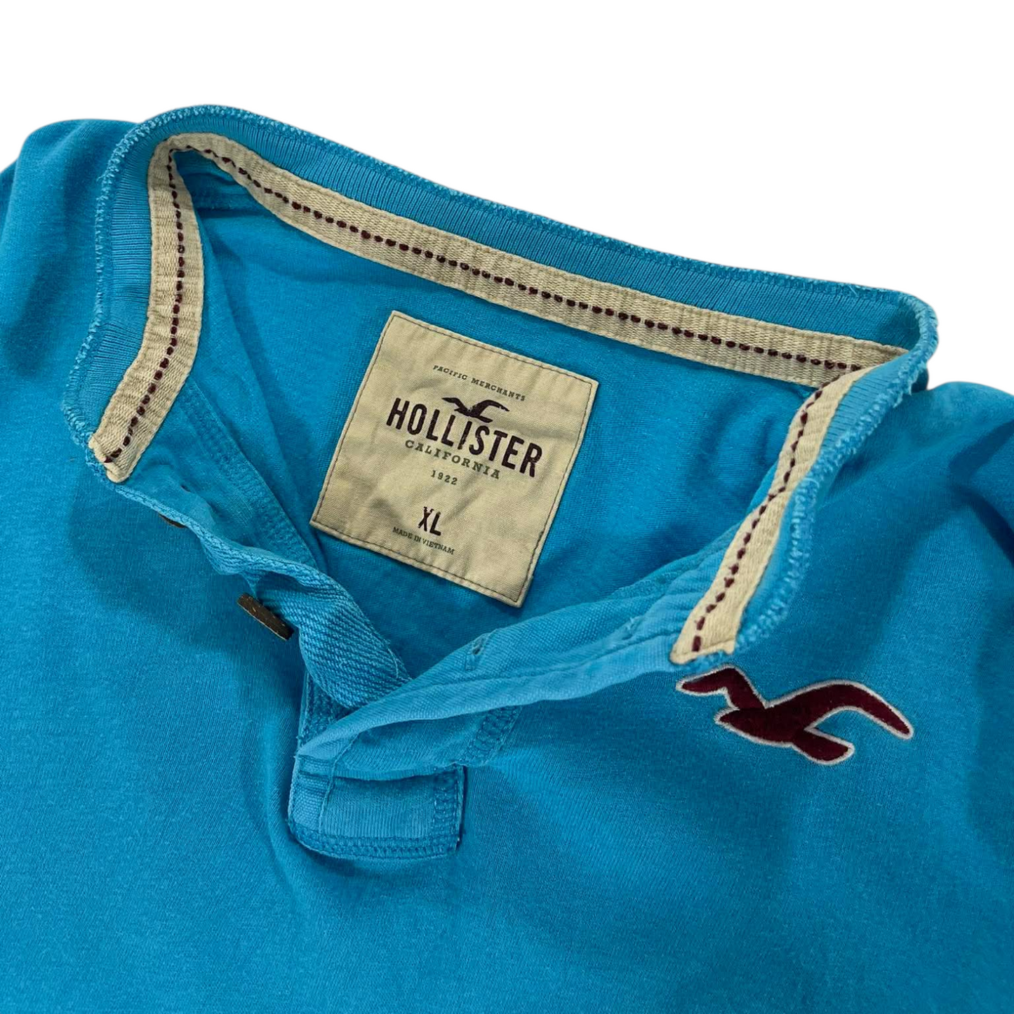 Y2K HOLLISTER BLUE POLO SHIRT (M)
