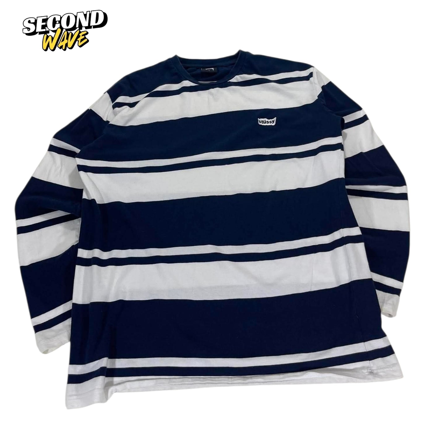 STUSSY BLUE AND WHITE STRIPED LONG SLEEVE (L)