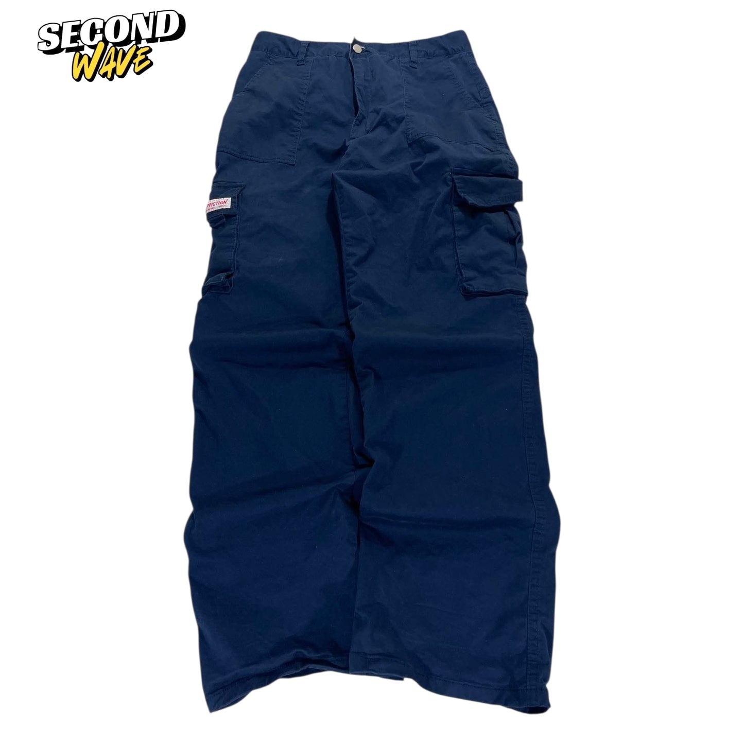 VINTAGE 100% COTTON NAVY BLUE CARGO PANTS (28)