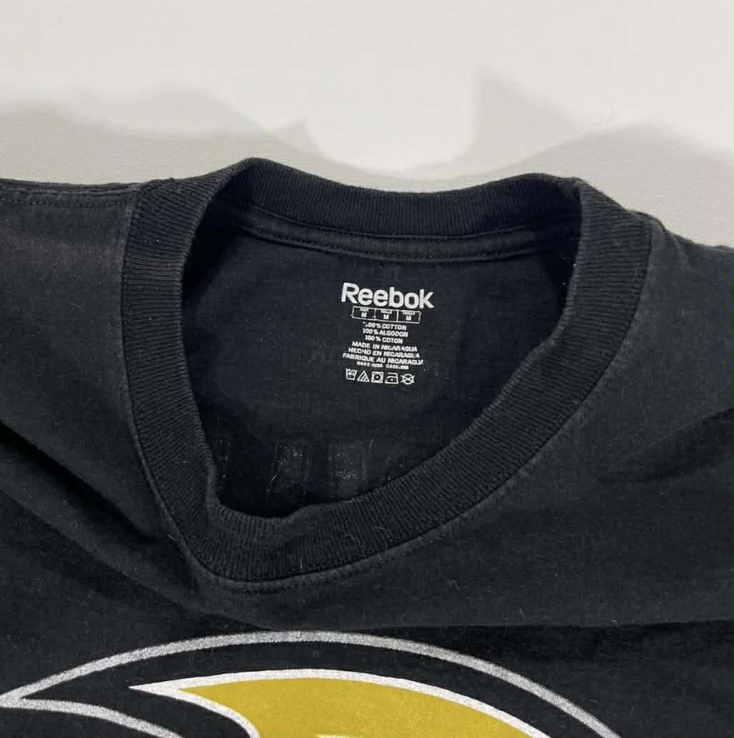 VINTAGE FOWLER REEBOK BLACK ANAHEIM DUCKS NHL HOCKEY TEE (M)