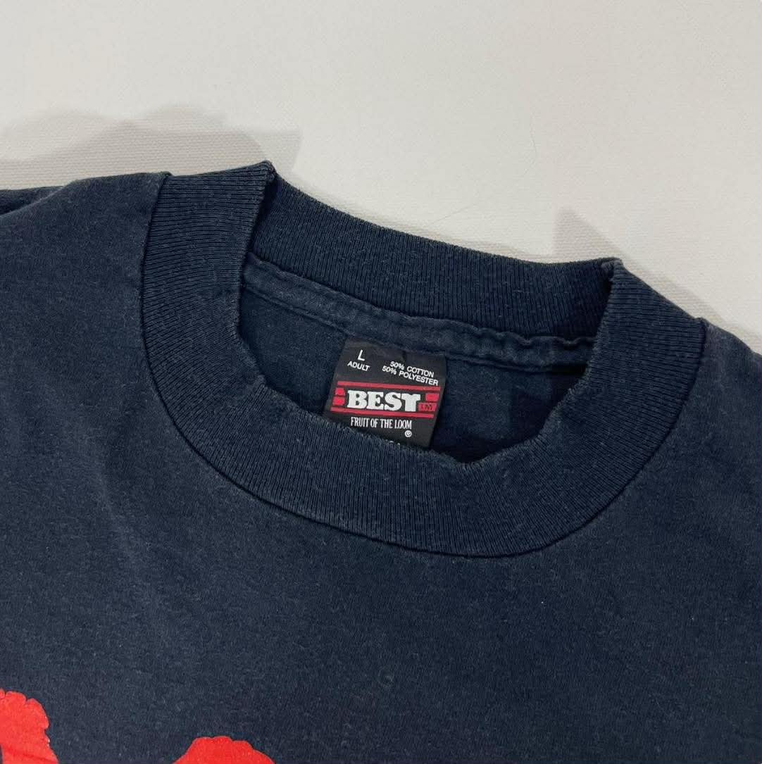 VINTAGE SINGLE STITCHED DARE TO KEEP KIDS OFF DRUGS NAVY T-SHIRT (L)