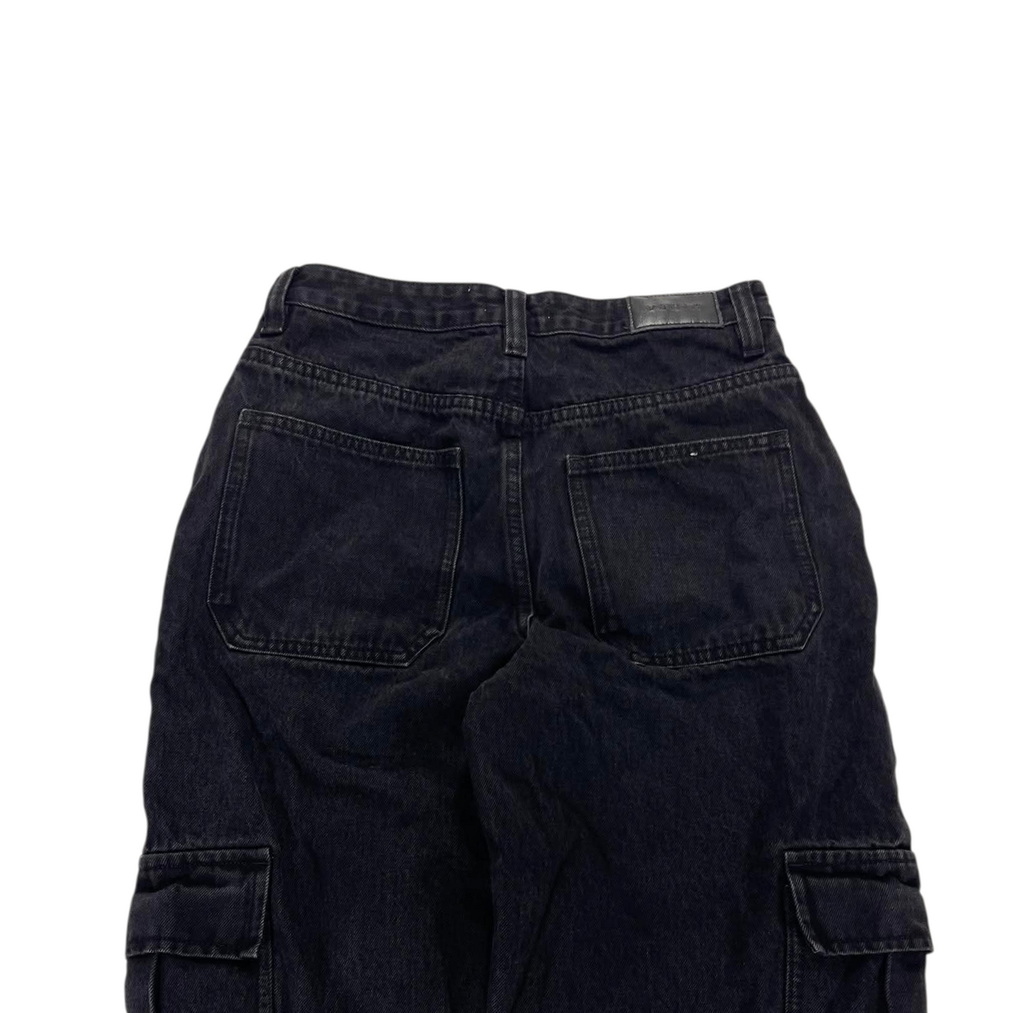 GLASSONS BAGGY BLACK DENIM CARGO PANTS WITH MULTIPLE POCKETS (28)