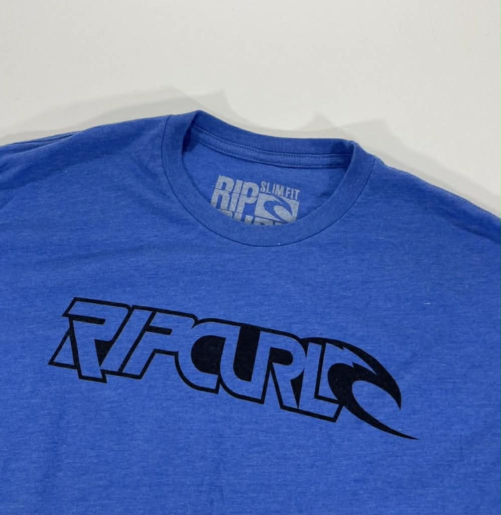 Y2K RIP CURL BLUE SLIM FIT T-SHIRT (XL)