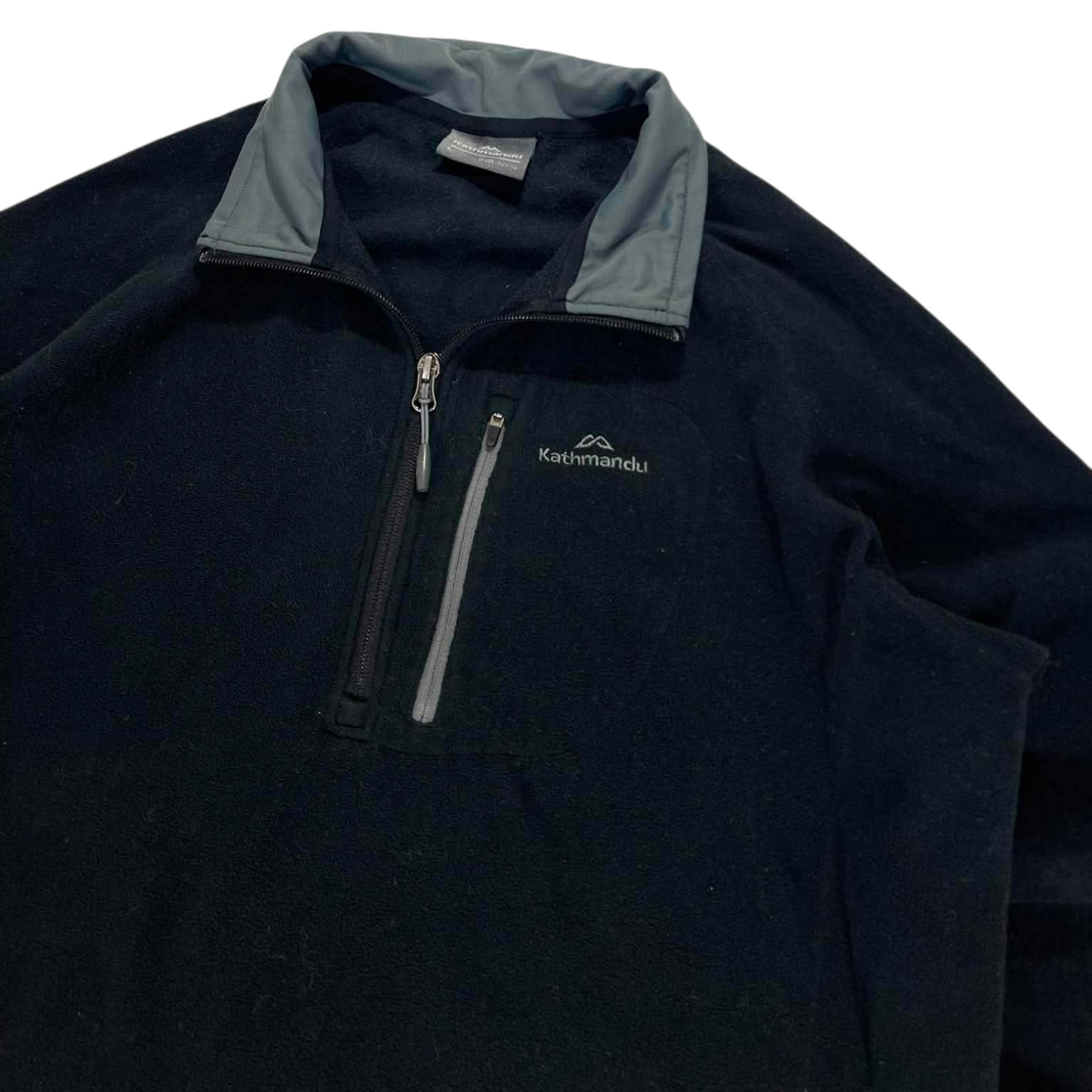 VINTAGE KATHMANDU BLACK FLEECE QUARTER ZIP JUMPER (L)