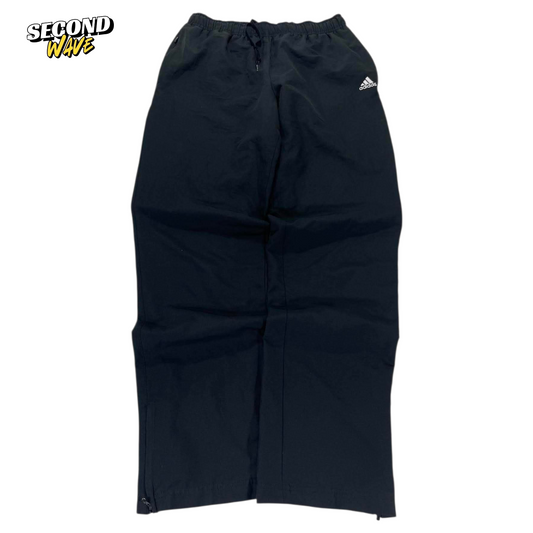 ADIDAS BLACK TRACK PANTS WITH DRAWSTRING WAIST AND POCKETS (XS)