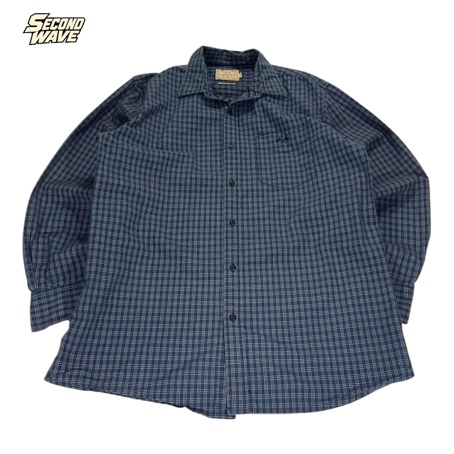 VINTAGE 100% COTTON LOGAN CLASSICS BLUE PLAID (L)
