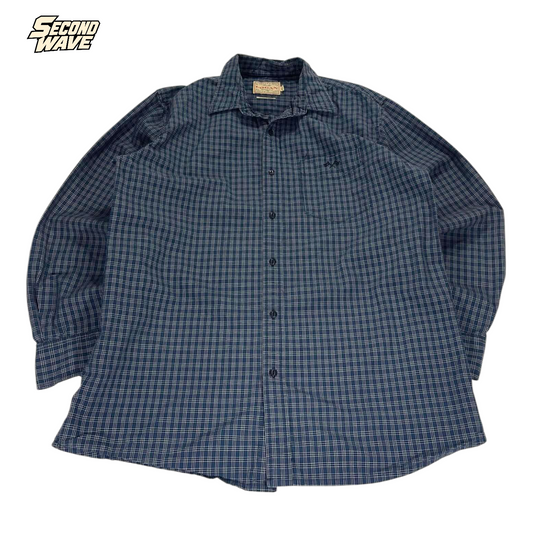 VINTAGE 100% COTTON LOGAN CLASSICS BLUE PLAID (L)