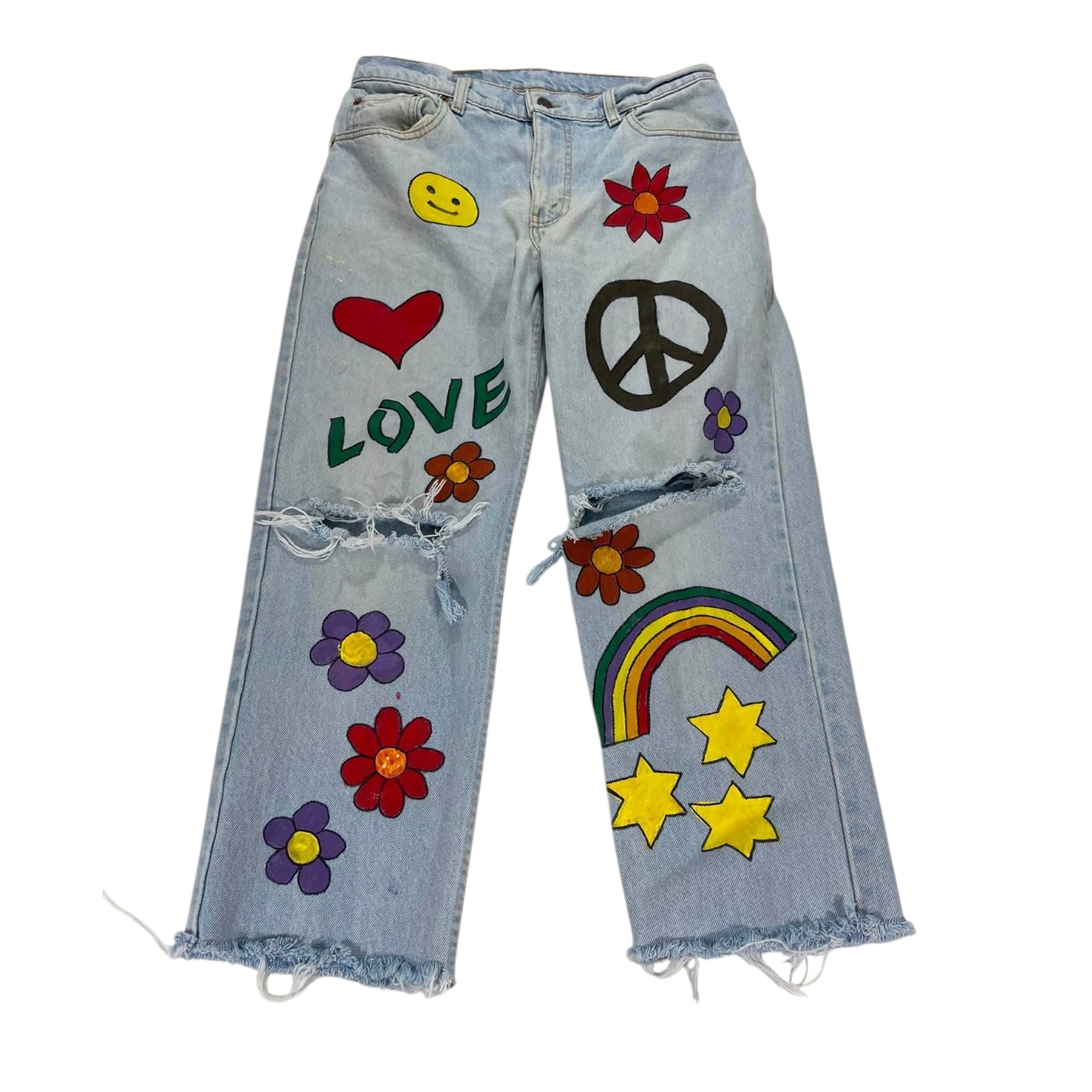 VINTAGE LEVI'S BLUE JEANS HAND PAINTED (31)