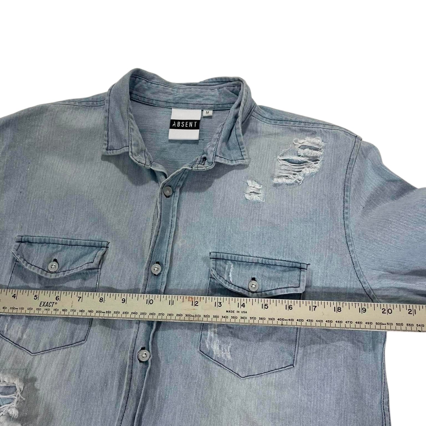 ABSENT BLUE DENIM BUTTON UP (M-L)