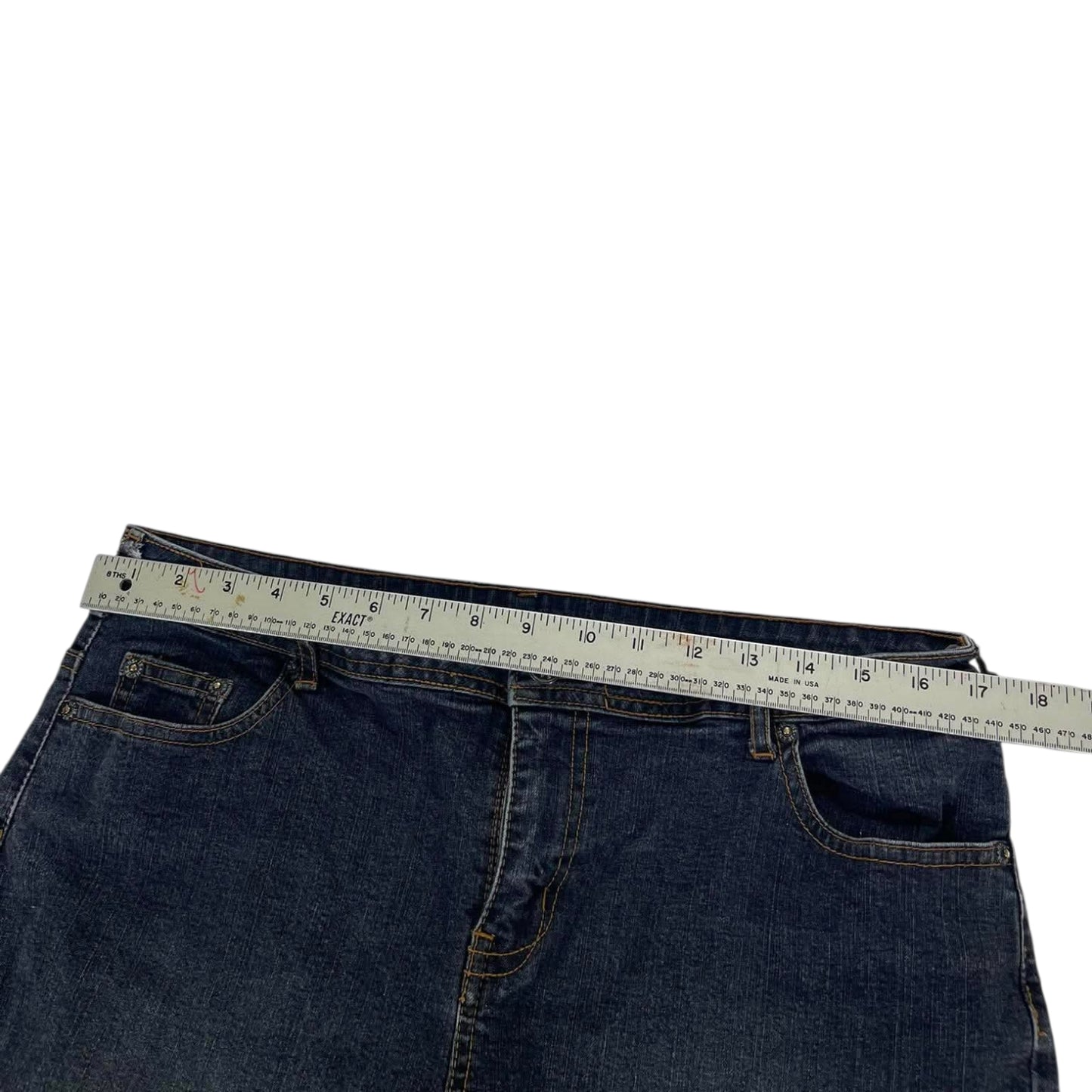 VINTAGE DARK WASH WIDE LEG JEANS (34)