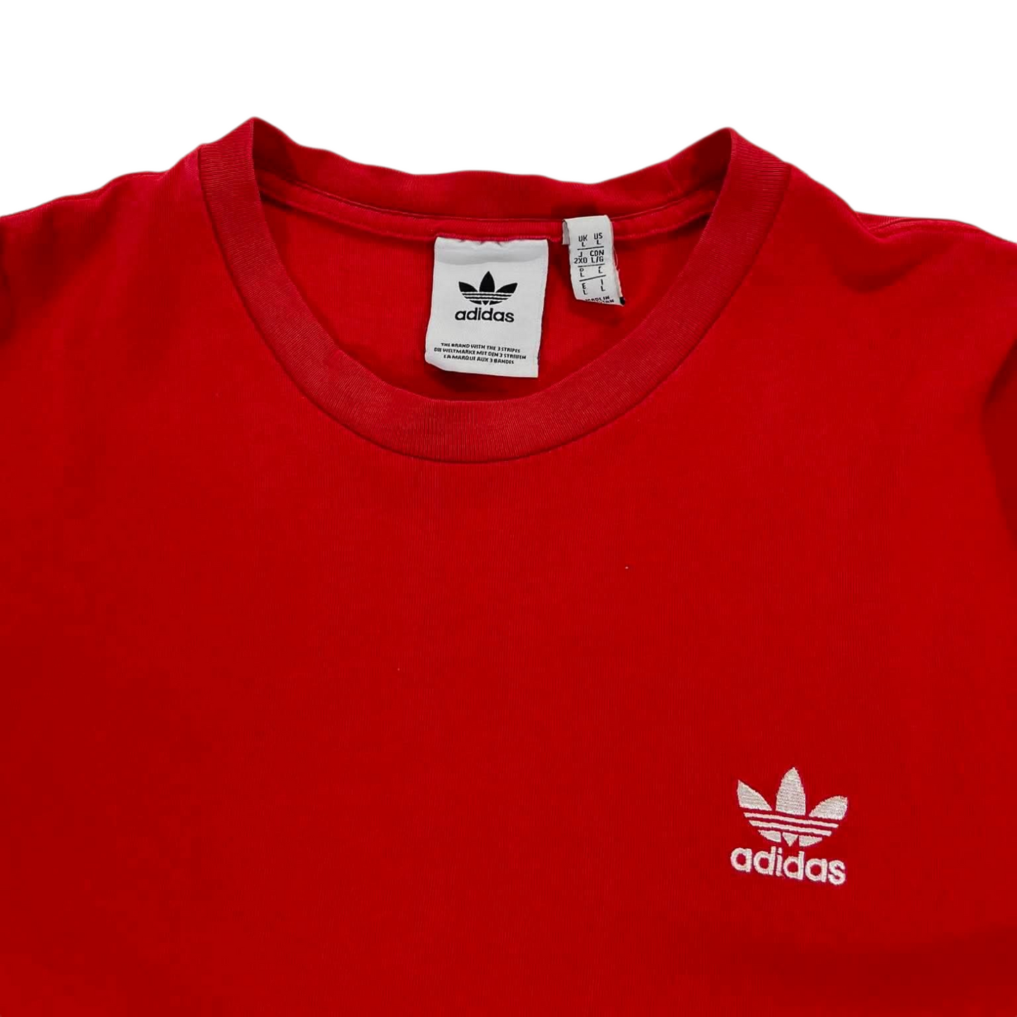 ADIDAS RED COTTON T-SHIRT WITH EMBROIDERED LOGO (L)