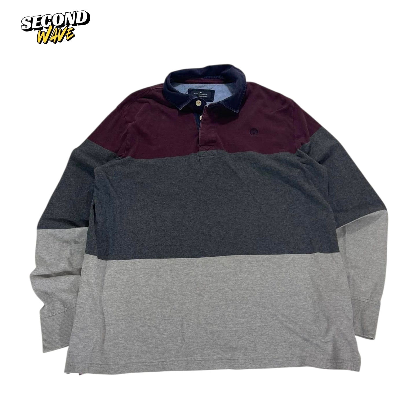 VINTAGE BLUE HARBOUR BURGUNDY & GREY POLO (XL)