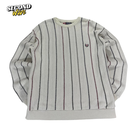 VINTAGE CHAPS RALPH LAUREN CREAM STRIPED SWEATER (M)