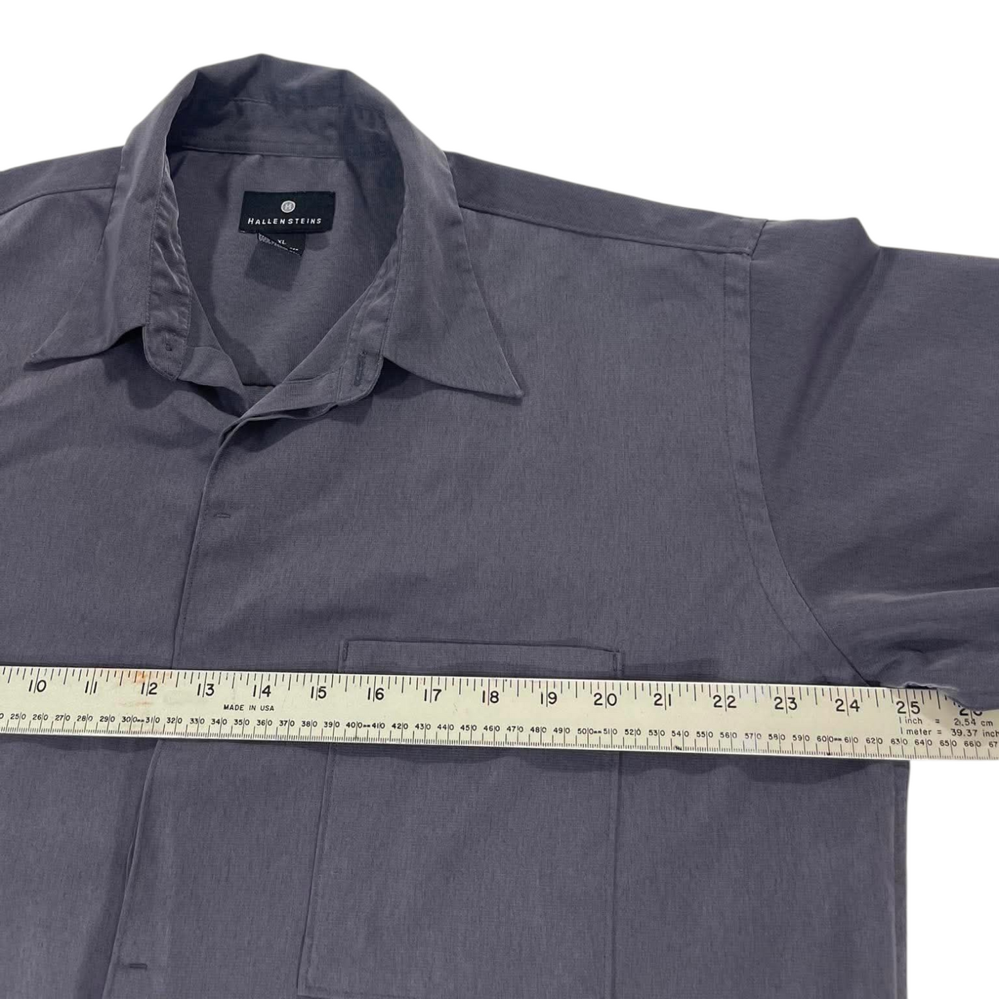 VINTAGE HALLENSTEINS GREY BUTTON UP SHIRT (XL)