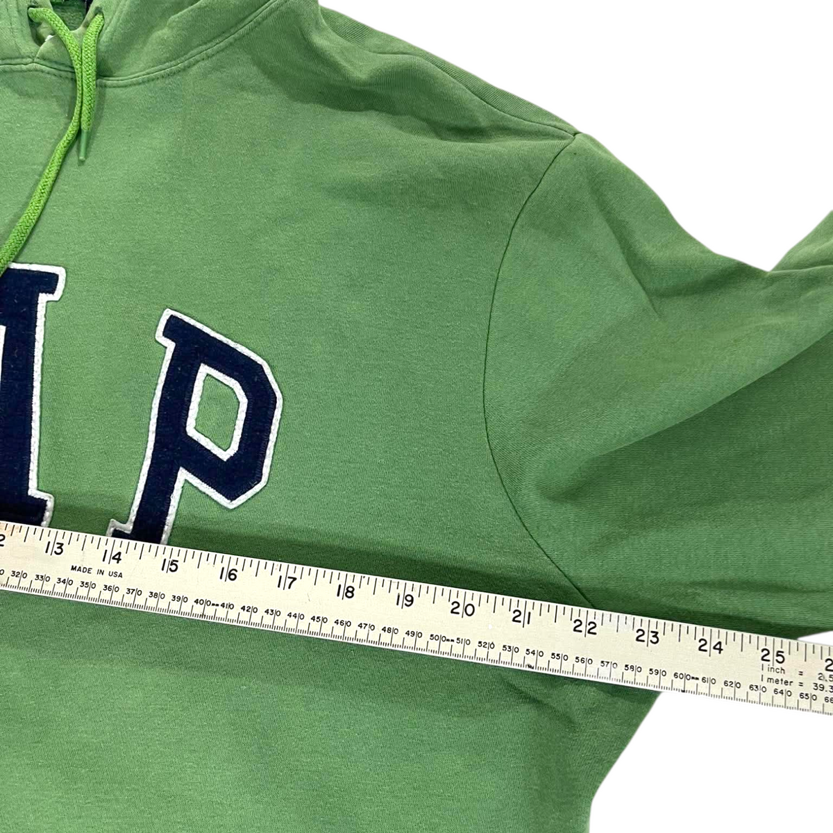 Y2K EMBROIDERED GAP GREEN HOODIE (BEST FIT L)